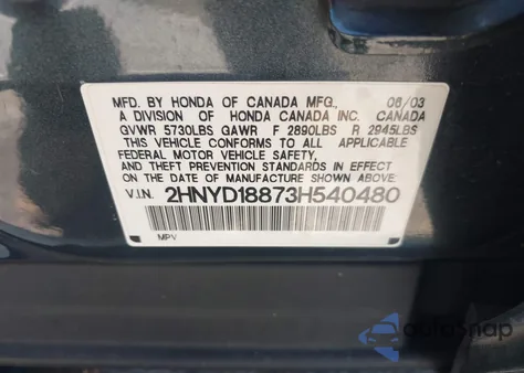 2003 Acura Mdx from USA, damaged, VIN 2HNYD18873H540480